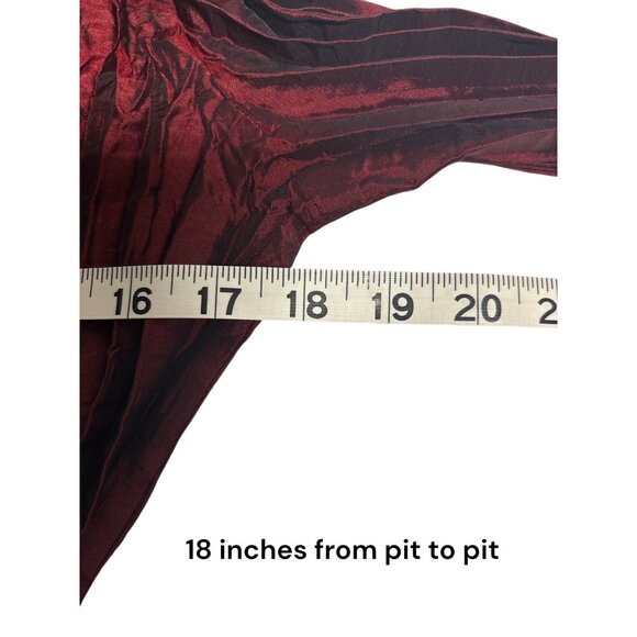 Agara Womens Pleated Button-Up Blouse With Ruffled Cuffs - Medium Elegant Burgun - Picture 8 of 9